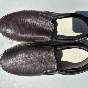 Crocs Men's Brown Leather Slip-On Shoes